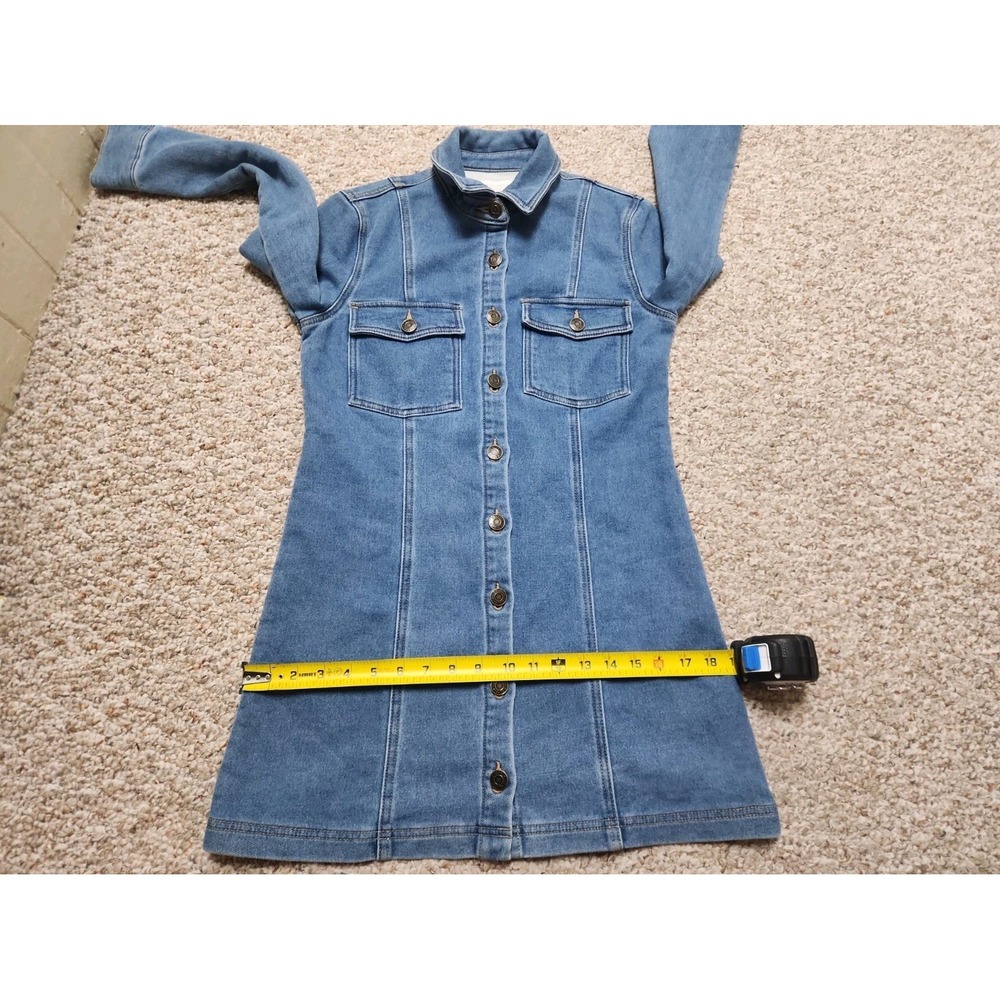 Z Supply Candice Knit Denim Dress Vintage Indigo Blue Mini Shirt Dress XS NWT - Picture 12 of 16